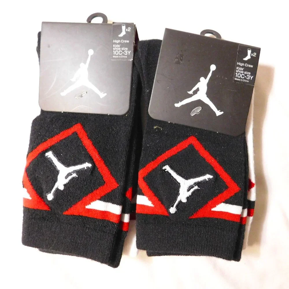 Jordan Boys Logo Crew Socks 2 Packs Size 10C-3Y